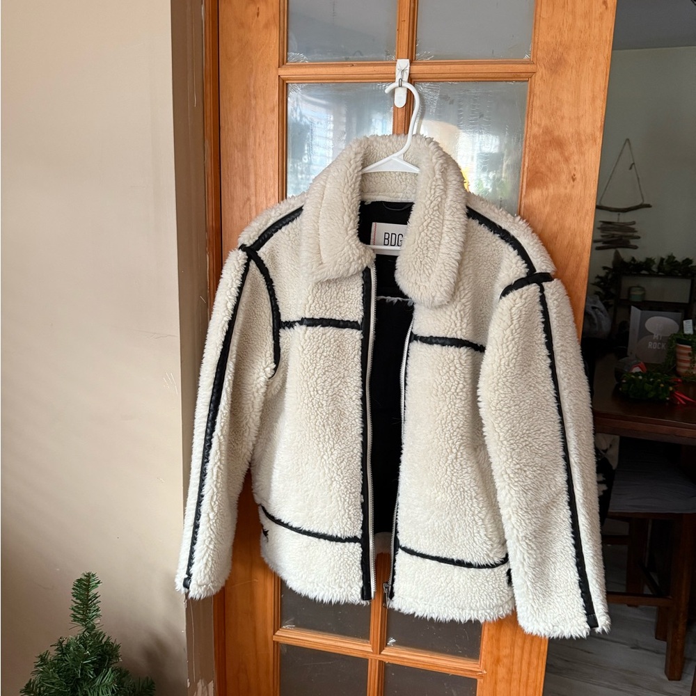 Urban Outfitters BDG Cream and Black Teddy Jacket
